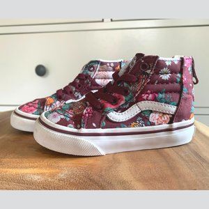 Toddler Size 6 Vans Floral High Top Sneakers Shoes with Zipper Back